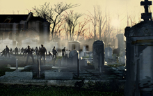 Zombies starting their day in the cemetary 